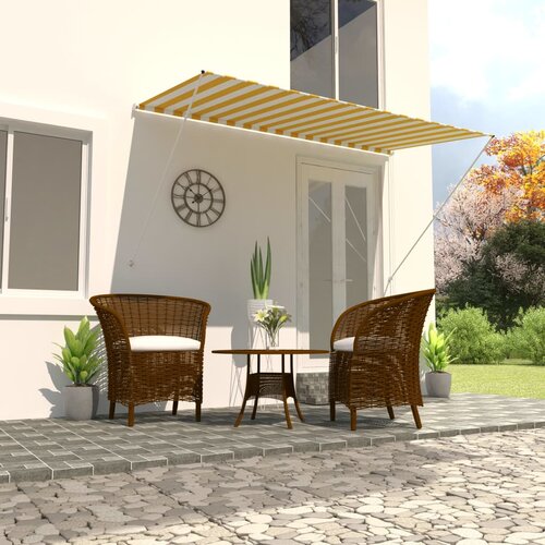 vidaXL Zložljiva tenda 250x150 cm rumena in bela Cene