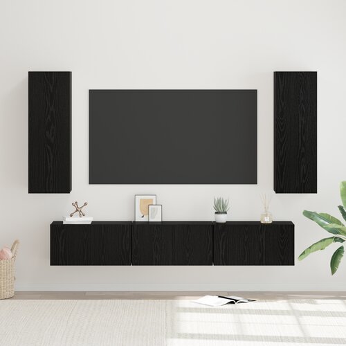 vidaXL Komplet TV omaric 5 pcs Črni hrast Srednja 30.5 x 30 x 90 cm Cene