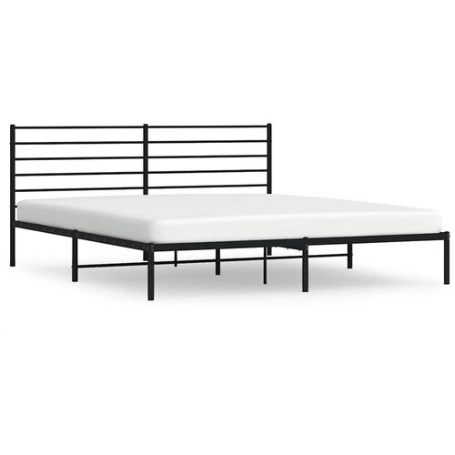  Metalni okvir za krevet s uzglavljem crni 193x203 cm Slike