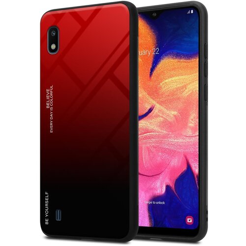 Cadorabo Ohi&scaron;je, združljiv s Samsungom v rdeči barvi - črni - dvobarvni za&scaron;čitni pokrov iz silikona TPU in hrbta iz kaljenega stekla, (20570469) Cene
