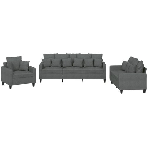 Maison Chic Sedežna garnitura - kavč 3-delna z vzglavniki temno sivo blago, (21729033) Cene
