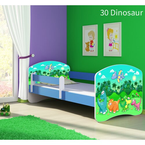  Otroška postelja ACMA z motivom, stranska modra 180x80 cm 30 Dinosaurs Cene