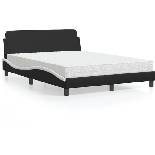 vidaXL Krevet s madracem crno-bijeli 140 x 190 cm od umjetne kože Cene
