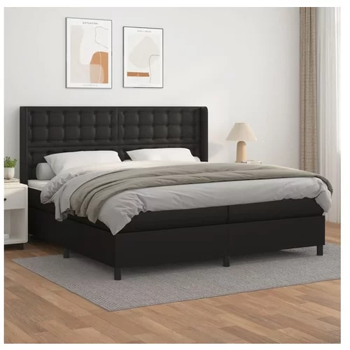  Box spring postelja z vzmetnico črna 200x200 cm umetno usnje