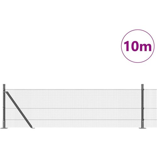 VidaXL Set stupova ograde Set od 2 Siva Čelik 10 x 0.5 m Čvrsto Slike