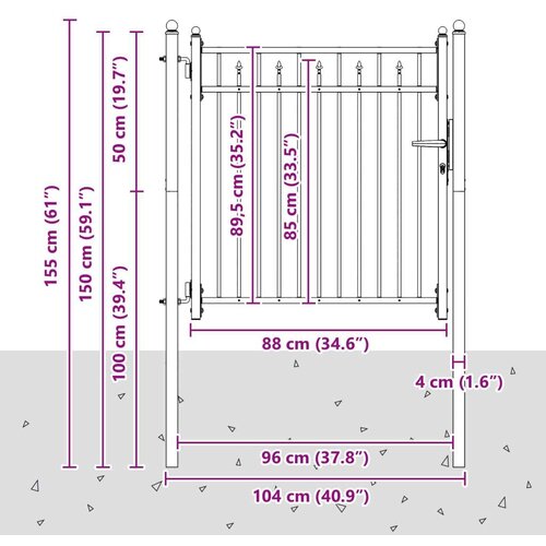  Vrata za ogradu HORST 100 x 100 cm Metal Crna Može se zaključati - 100 x 100 cm Cijene
