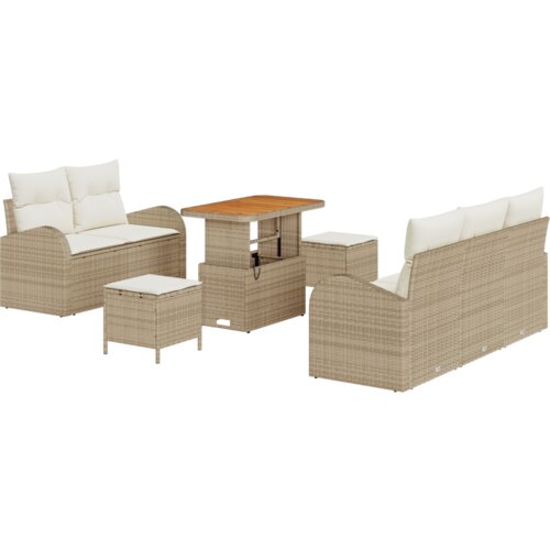 vidaXL 8-delni vrtni sofa set z blazinami bež poli ratan akacija Cene