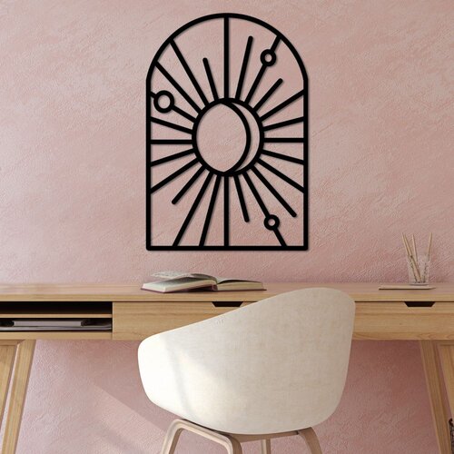 Wallity Zidna dekoracija Window And Crescent - L, 70 x 47 cm, Crna Cene