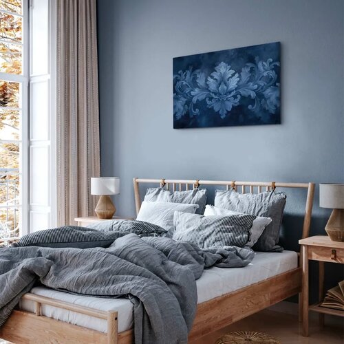  Slika - Ornament in Blue and Cool Colors Dark Blue Decoration 90x60 Premium Print Slike