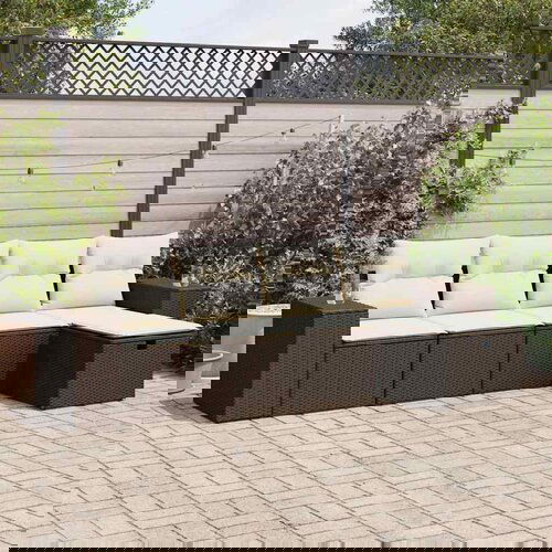 vidaXL 5-dijelni set vrtnih sofa s jastucima poliratan smeđi Cijene