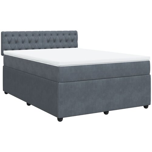 vidaXL Box spring postelja z vzmetnico temno siva 140x200 cm žamet, (21321462) Cene