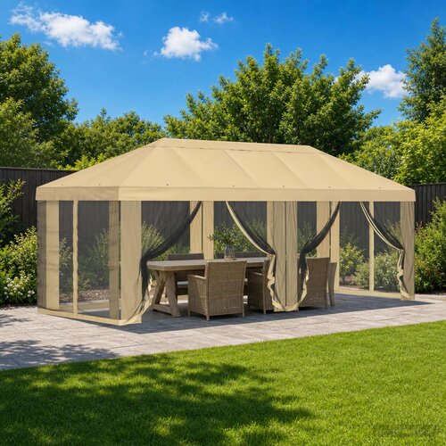  Pokrov za gazebo s bočnim zidovima 6 x 3 m Krem Poliester 190 Cijene