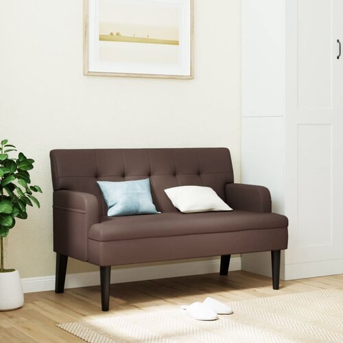 VidaXL Klupa s naslonom smeđa 112 x 65 5 x 75 cm od umjetne kože Slike