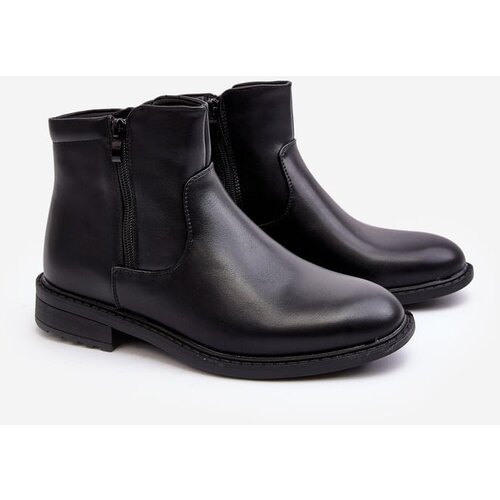 WD1 men's Low Boots with Zipper Black Brosta Cene