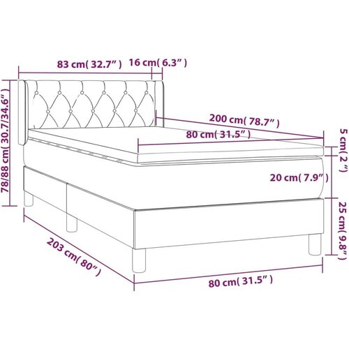 vidaXL Box spring postelja z vzmetnico temno modra 80x200 cm Cene