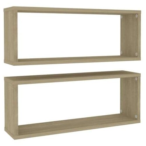 VidaXL kockaste zidne police 2 kom boja hrasta 60x15x23 cm od iverice Slike