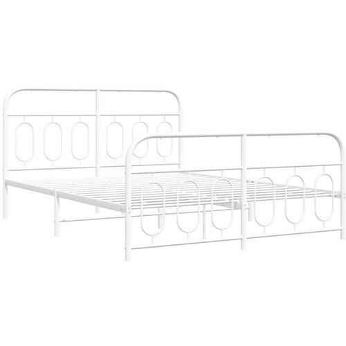 vidaXL Kovinski posteljni okvir z vzglavjem in vznožjem bel 150x200 cm, (21251417) Cene