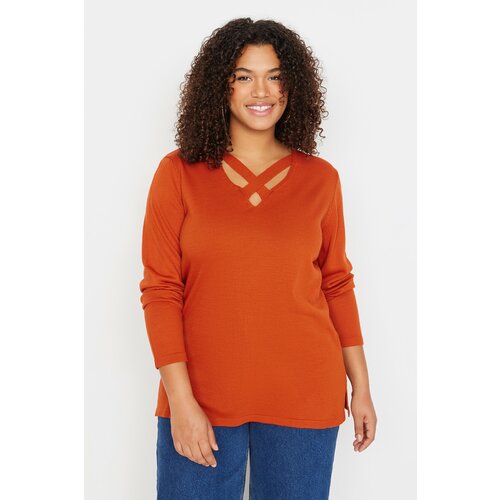 Trendyol Curve Plus Size Sweater - Orange - Regular Slike