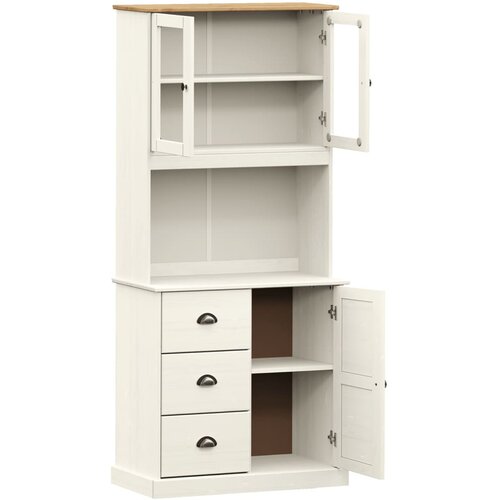  Visoka komoda VIGO bijela 78 x 40 x 175 cm od masivne borovine Slike
