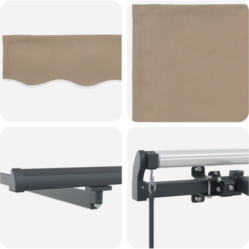 VidaXL Manuelna uvlačiva tenda s LED-om bež 350x250 cm, Zamjenska tkanina za tendu 3.5x2.5 m Bež Slike