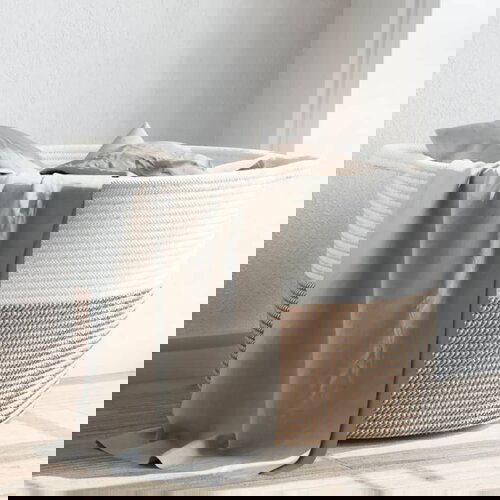 VidaXL Ko&amp;scaron;ara za perilo rjava in bela &amp;Oslash;55x36 cm bombaž Slike