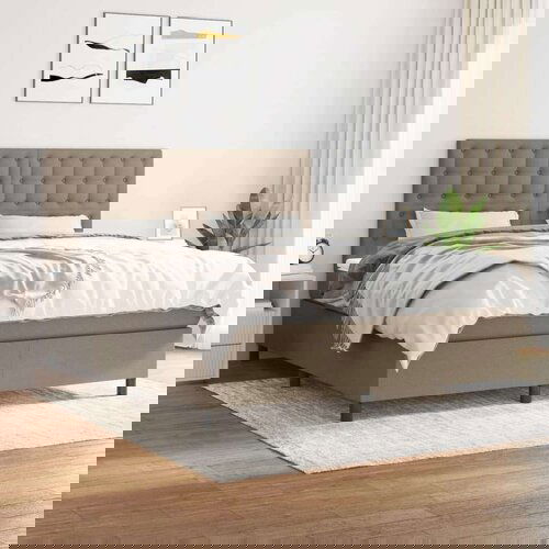  Krevet s oprugama i madracem smeđesivi 180x200 cm tkanina Slike