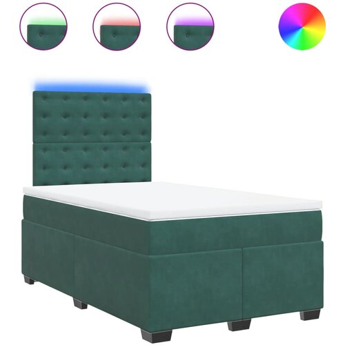 VidaXL Krevet box spring s madracem tamnozeleni 120x190 cm bar&amp;scaron;unasti Slike