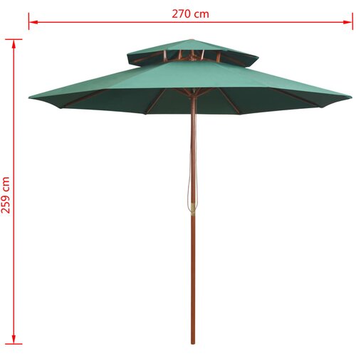  Dvoslojni suncobran 270 x 270 cm s drvenim stupom zeleni Slike