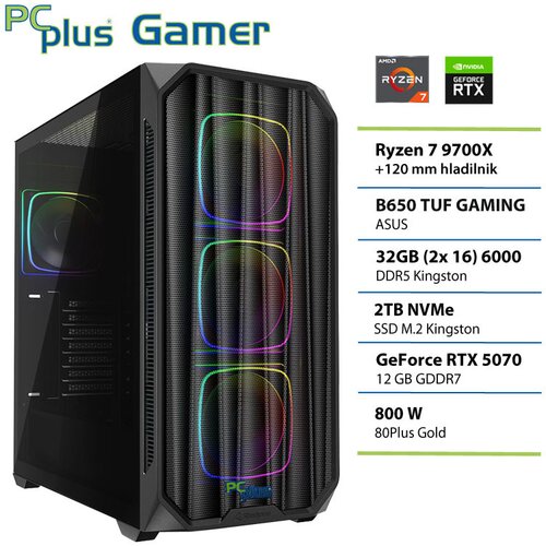 PCPLUS Namizni računalnik PCPLUS GAMER R7 9700X, 32 GB RAM, 2 TB SSD, RTX5070|Gaming, (5000137216) Cene