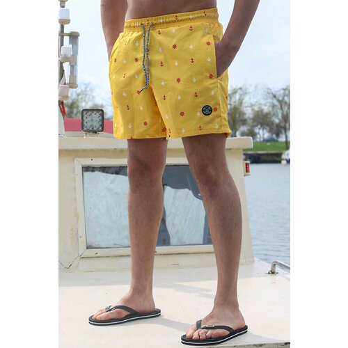 Madmext Men's Yellow Patterned Marine Shorts 6376 Slike