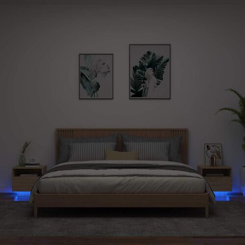  Noćni ormarići s LED svjetlima 2 kom boja hrasta 40x39x37 cm Cijene