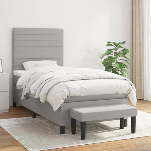  Box spring postelja z vzmetnico svetlo siva 80x200 cm blago, (20898825)