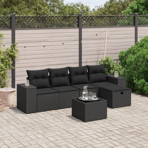 vidaXL 6-dijelni set vrtnih sofa s jastucima crni od poliratana Cijene