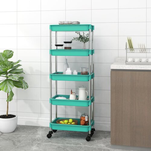 vidaXL Kuhinjska kolica s 5 razina tirkizna 42x29x128 cm željezo i ABS Cijene