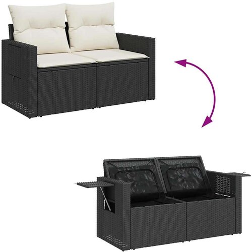 VidaXL 8-dijelni set vrtnih sofa od poliratana s jastucima crni Slike