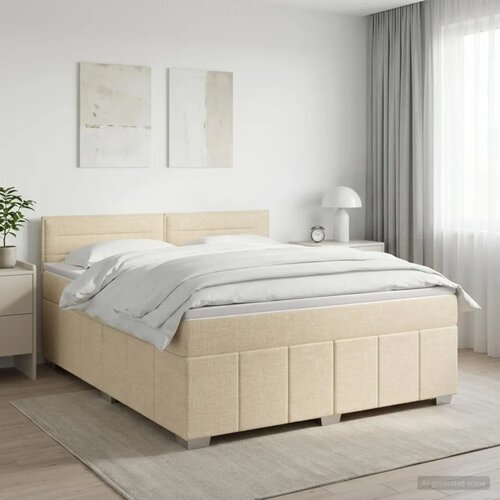  Boxspring krevet s madracem Krem 140 x 200 cm Tkanina - Krem 140 x 200 cm Dizajn linija Cijene
