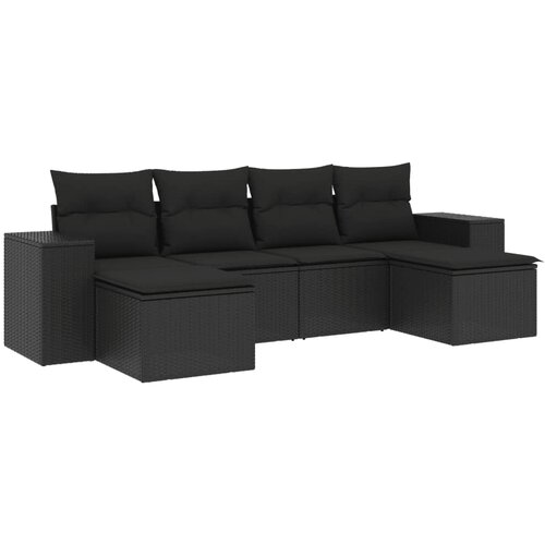 Maison Chic Seti vrtnega pohištva - Vrtna garnitura - Vrtni pohištvo set 6-delna z blazinami črna poli ratan, (21805058) Cene