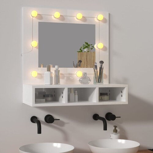 vidaXL Ormarić s ogledalom i LED svjetlima sjajni bijeli 60x31,5x62 cm Cijene