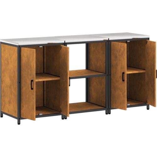  Kuhinjski set za pohranu s policom s pohranom s vratima 3 pcs Rđa 180 x 50 x 92 cm Slike