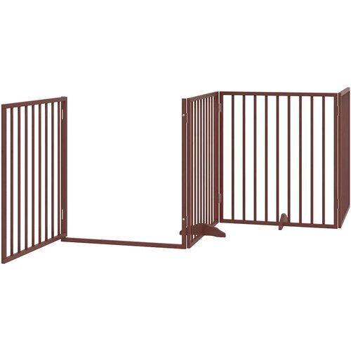  Vrata za pse s vrata&amp;scaron;cima 8 panela sklopiva 640 cm drvo topole Smeđa 80 x 90 x 2 cm Slike