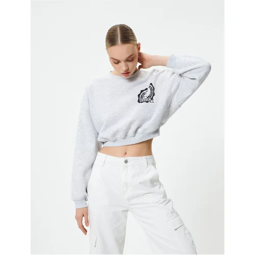  Crop Sweatshirt Crew Neck Printed