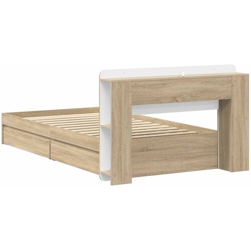  Okvir kreveta s pohranom s ladicama Hrast sonoma 90 x 200 cm Slike