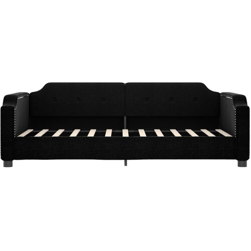  Dnevni krevet s madracem crni 90 x 200 cm od tkanine Slike