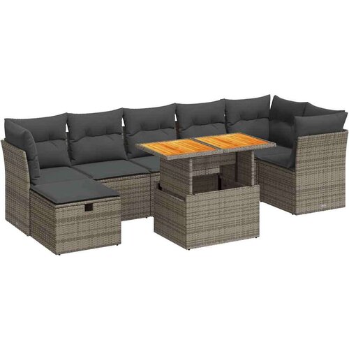 VidaXL 8-dijelni set vrtnih sofa od poliratana s jastucima sivi bagrem Slike