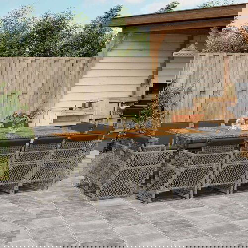 vidaXL 13-dijelni vrtni blagovaonski set s jastucima poliratan sivi Cijene