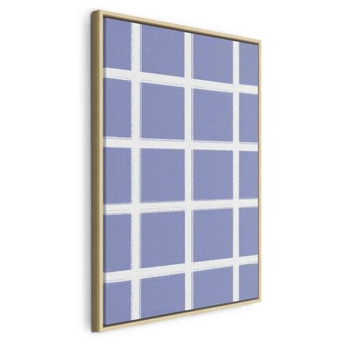  Slika - Lines and Symmetry - Expressive White Grid on a Blue Background 60x90 U prirodnom drvenom okviru Cijene