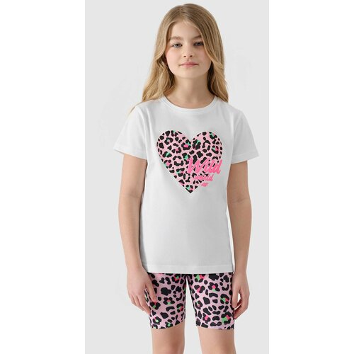 4f girls' t-shirt with print - white Slike