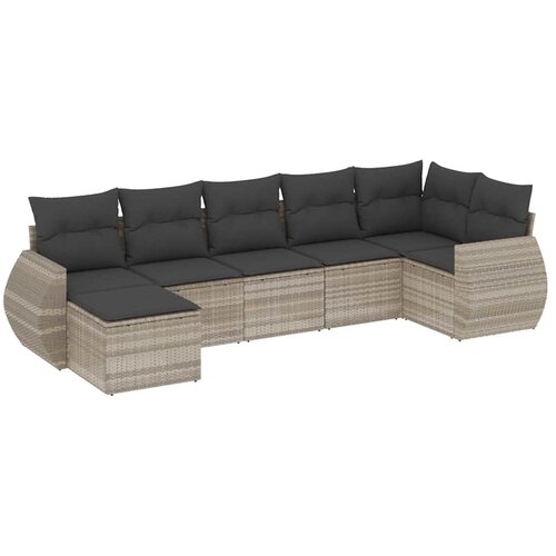 Maison Chic Seti vrtnega pohištva - Vrtna garnitura - Vrtni pohištvo set 7-delna z blazinami siv poli ratan, (21802806) Cene