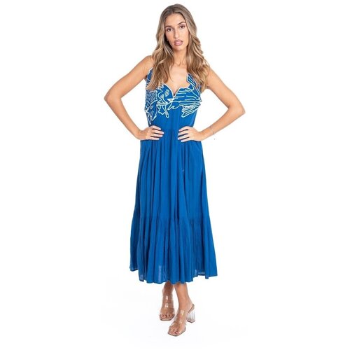 Isla Bonita By Sigris Dolge obleke Dolga Midi Obleka Modra Slike