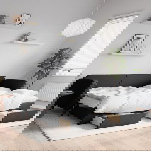VidaXL Izvlečna dnevna postelja s predali črna 100x200 cm blago Slike